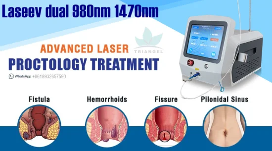 Vom Arzt empfohlener Analfistel-Haufen-Hämorrhoiden-Nebenhöhlen-Pilonidal-Chirurgie-Laser 980 nm 1470 nm Triangelmed Proktologie-Chirurgie Medizinische Diodenlasermaschine